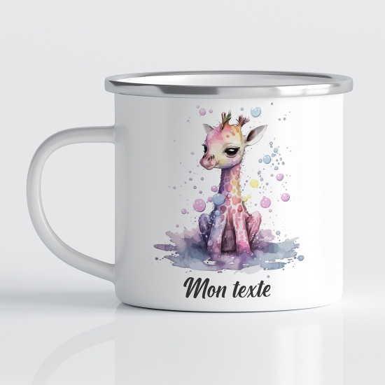 Tasse - Mug Émaillé Enfants - Bébé girafe