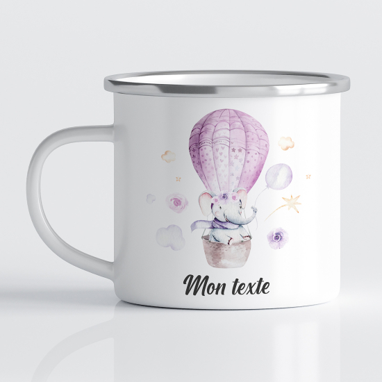 Tasse - Mug Émaillé Enfants - Éléphant Montgolfière