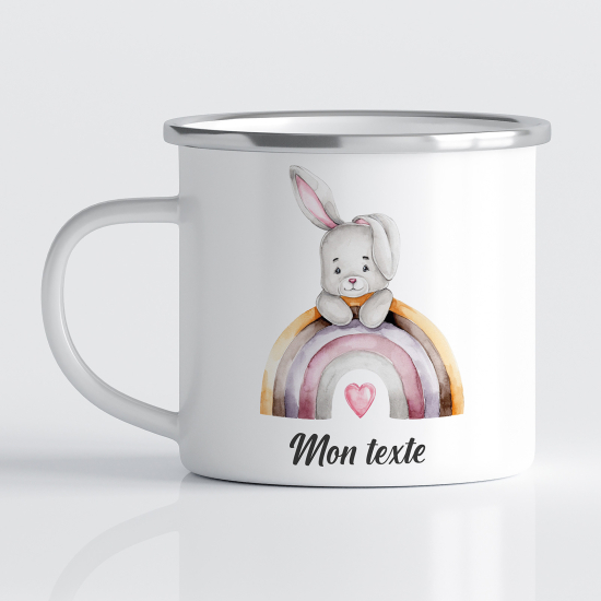 Tasse - Mug Émaillé Enfants - Lapin Arc-en-ciel