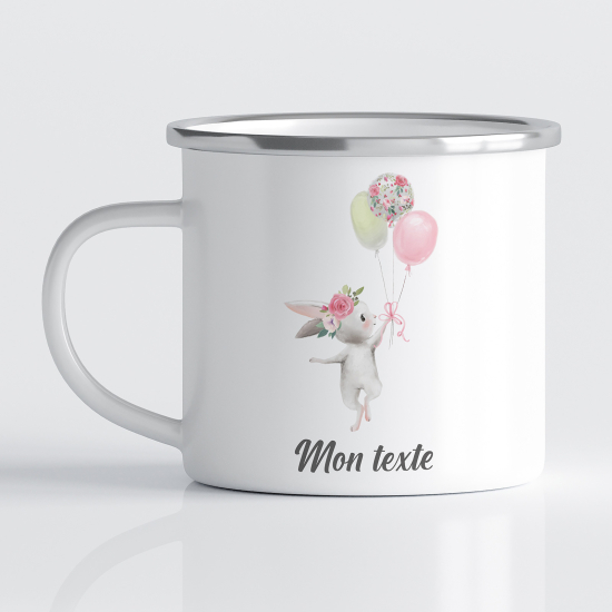 Tasse - Mug Émaillé Enfants - Lapin Ballons