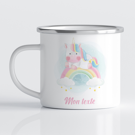 Tasse - Mug Émaillé Enfants - Licorne Arc-en-ciel