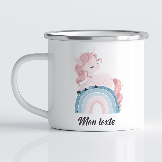 Tasse - Mug Émaillé Enfants - Licorne Arc-en-ciel