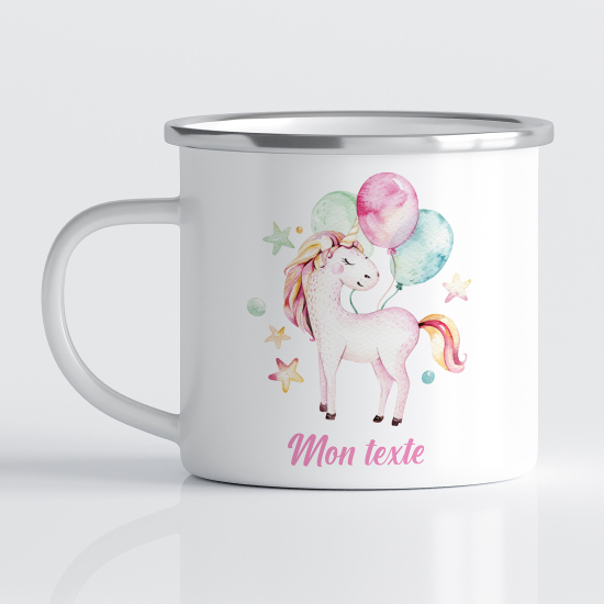 Tasse - Mug Émaillé Enfants - Licorne Ballons