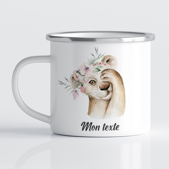 Tasse - Mug Émaillé Enfants - Lion Fleurs