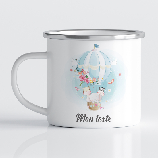 Tasse - Mug Émaillé Enfants - Montgolfière Animaux