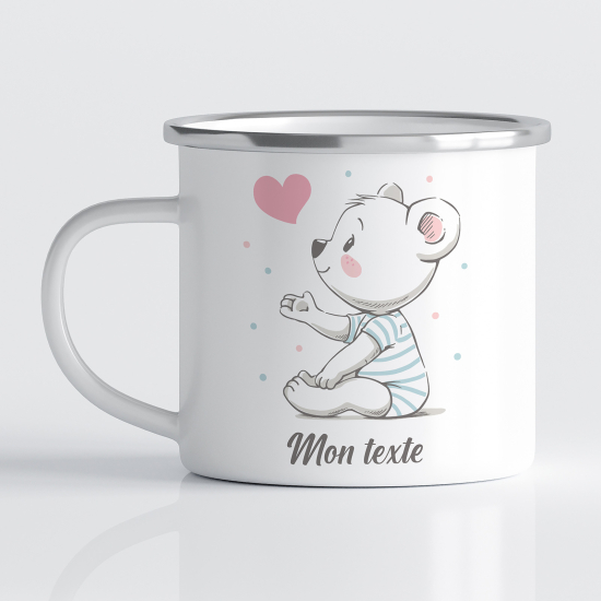 Tasse - Mug Émaillé Enfants - Ourson Cœur