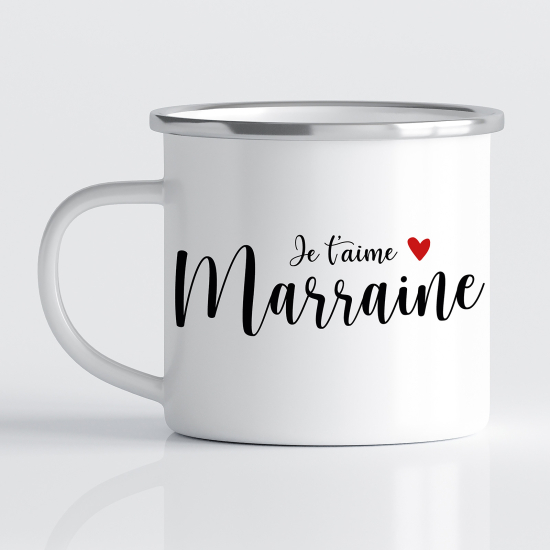 Tasse - Mug Émaillé - Je t'aime Marraine