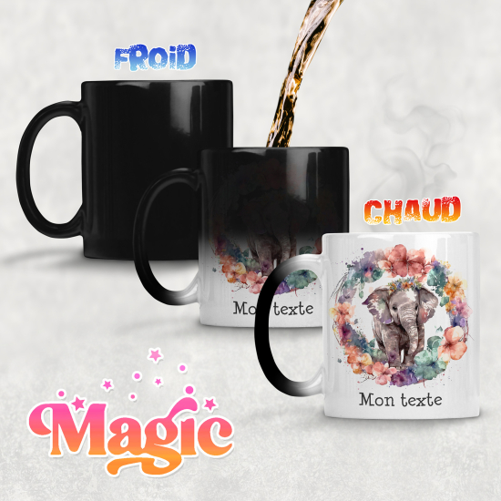 Tasse - Mug Magique - Éléphant fleurs