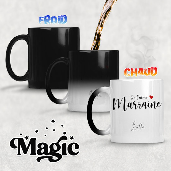 Tasse - Mug Magique - Je t'aime marraine