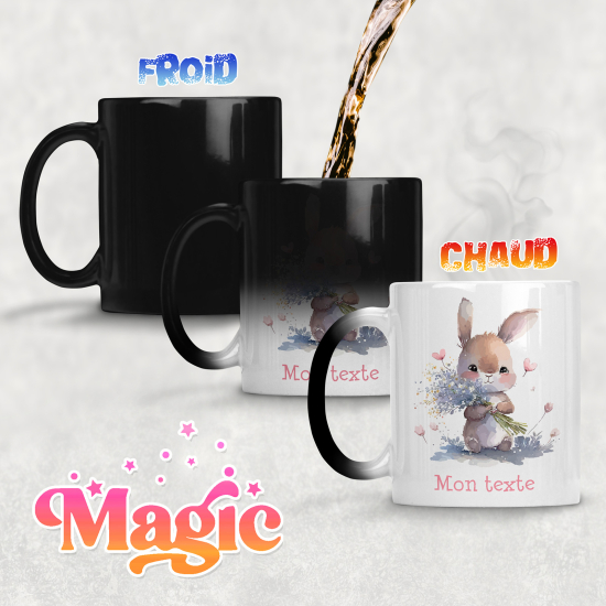 Tasse - Mug Magique - Lapin Fleurs