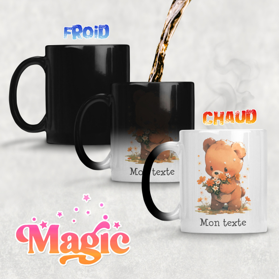 Tasse - Mug Magique - Ourson fleurs