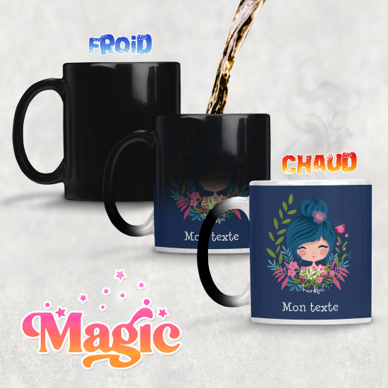 Tasse - Mug Magique - Petite Fille Fleurs