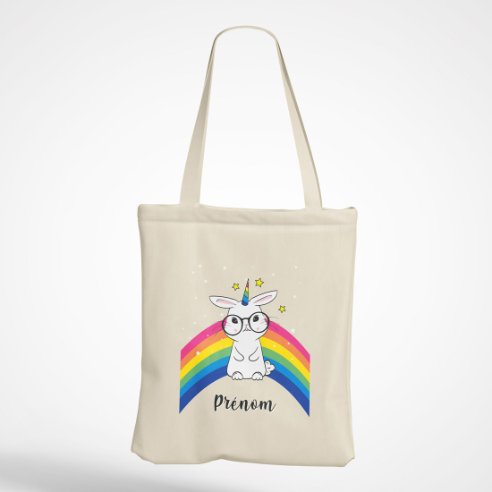 Tote Bag - Lapin licorne arc-en-ciel