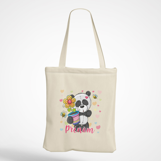 Tote Bag - Panda fleurs