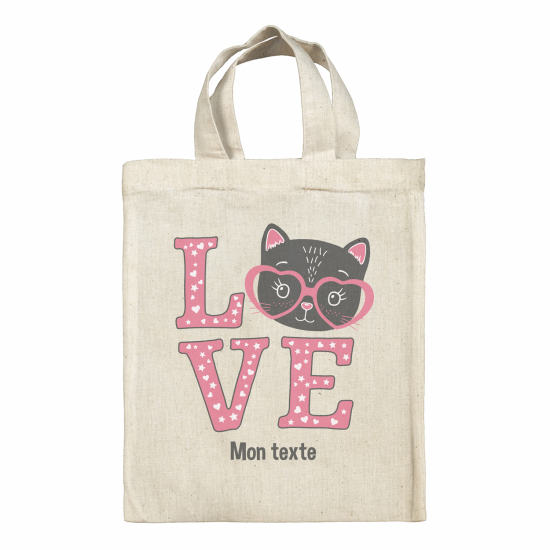 Tote bag personnalisé - Chat love