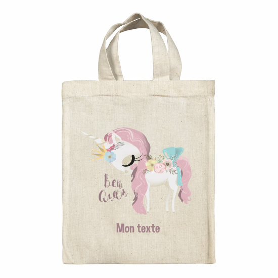 Tote bag personnalisé - Licorne be the queen