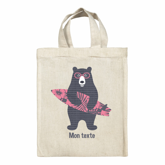 Tote bag personnalisé - Ours surfeur