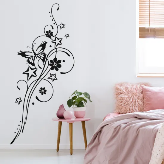 Sticker Mural - Fleurs Papillon