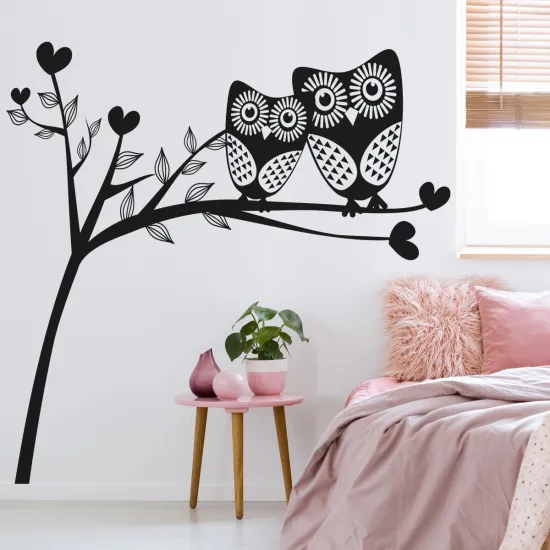 Sticker Mural - Arbre Hiboux