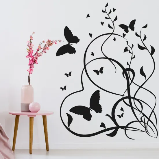 Sticker Mural - Fleurs Papillons