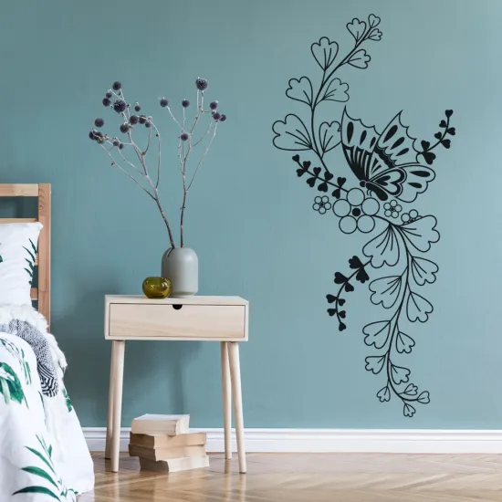 Sticker Mural - Fleurs Papillon