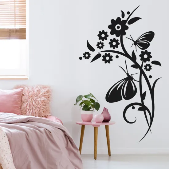 Sticker Mural - Fleurs Papillon