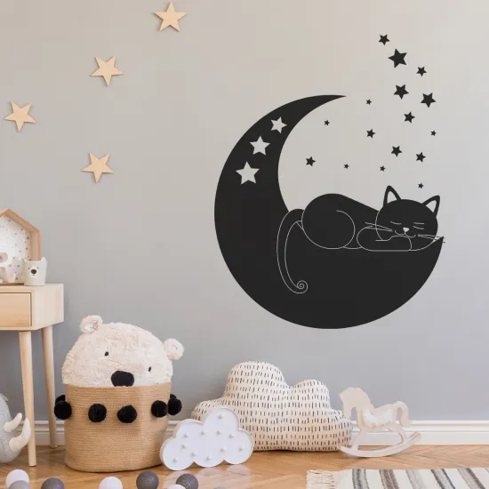 Sticker Mural - Chat Lune