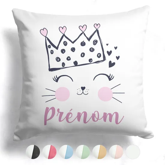 Coussin bicolore personnalisé - Reine des chats