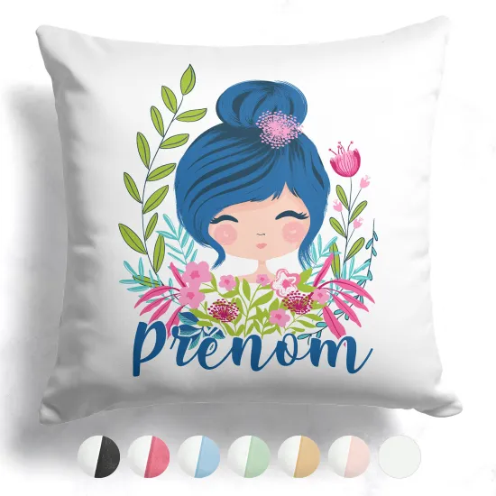 Coussin bicolore personnalisé - Petite fille