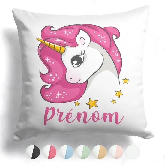 Coussin bicolore personnalisé - Licorne