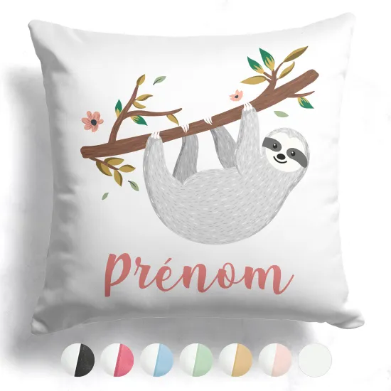 Coussin bicolore personnalisé - Paresseux