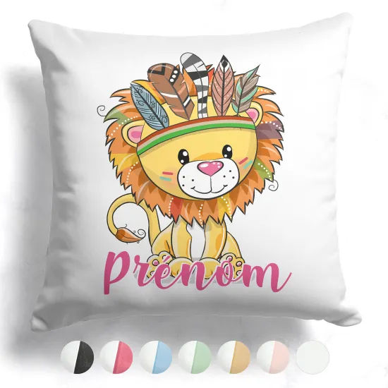 Coussin bicolore personnalisé - Lion indien