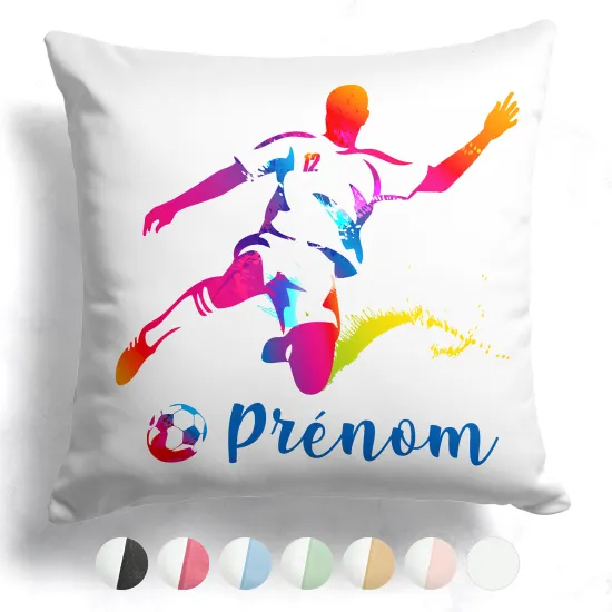 Coussin bicolore personnalisé - Footballeur