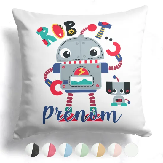 Coussin bicolore personnalisé - Robots