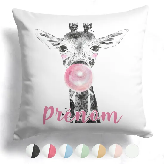 Coussin bicolore personnalisé - Girafe