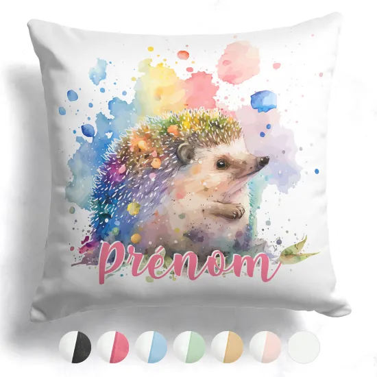 Coussin bicolore personnalisé - Hérisson