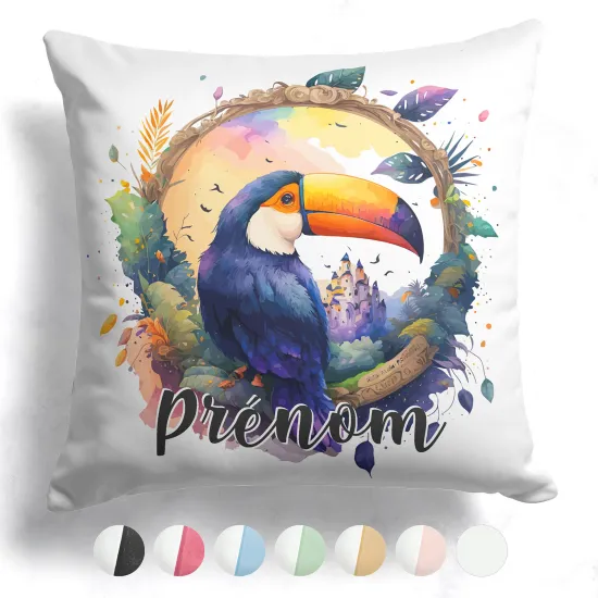 Coussin bicolore personnalisé - Toucan