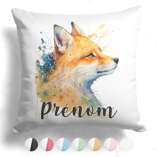 Coussin bicolore personnalisé - Renard