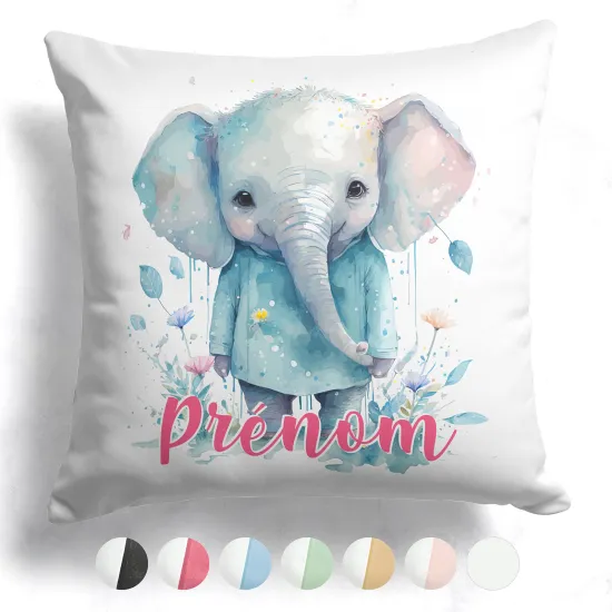 Coussin bicolore personnalisé - Éléphant