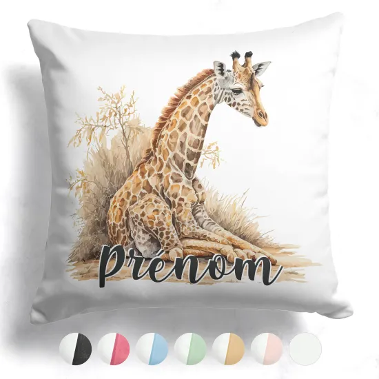 Coussin bicolore personnalisé - Girafe