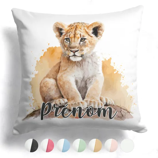 Coussin bicolore personnalisé - Lionceau