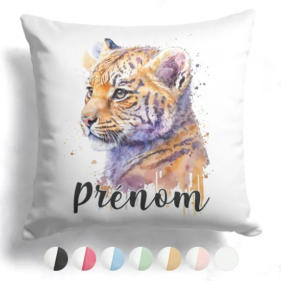 Coussin bicolore personnalisé - Lionceau