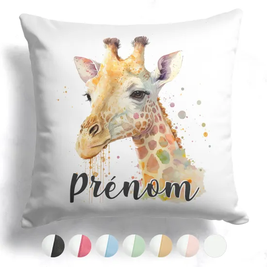 Coussin bicolore personnalisé - Girafe