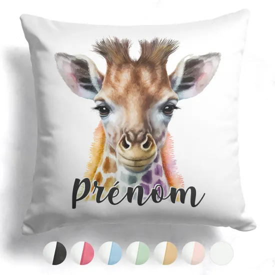 Coussin bicolore personnalisé - Girafe