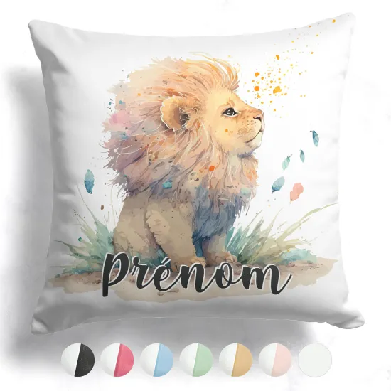 Coussin bicolore personnalisé - Lionceau