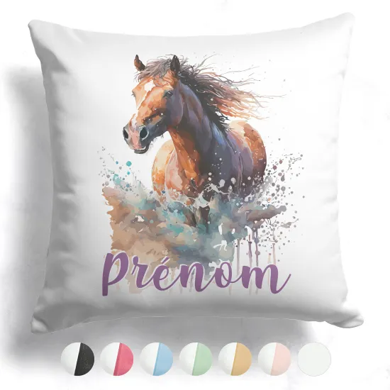 Coussin bicolore personnalisé - Cheval