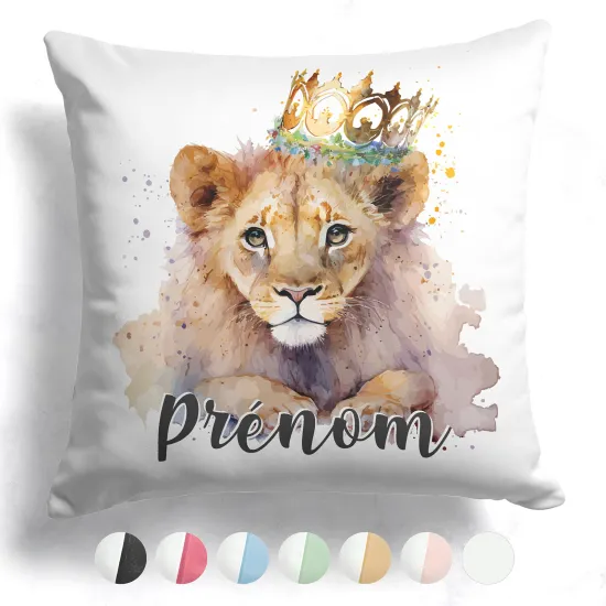 Coussin bicolore personnalisé - Lion roi