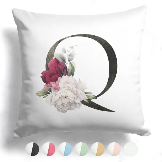 Coussin monogramme bicolore avec initiales - Q