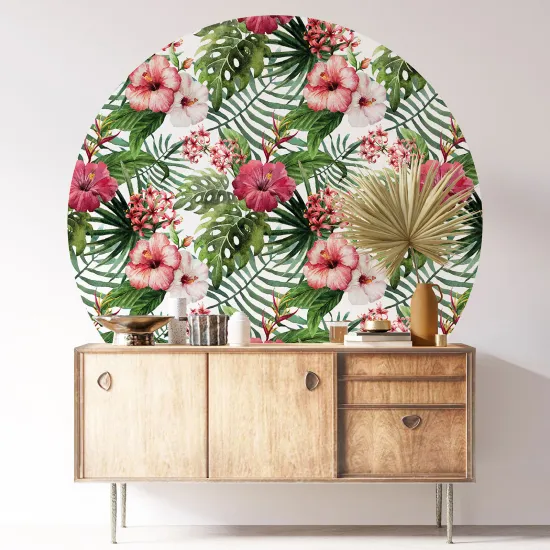 Stickers rond / cercle - Motif floral