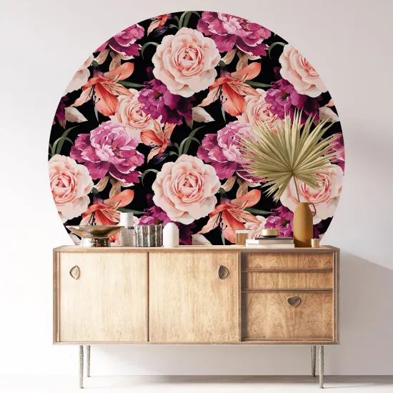 Stickers rond / cercle - Motif floral